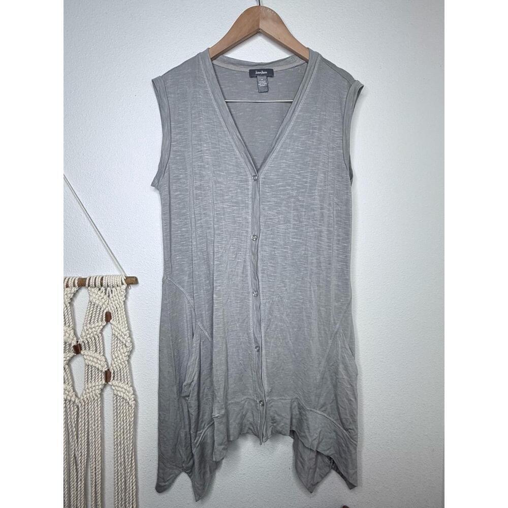 Neiman Marcus Vest Womens Med Grey Cardigan Button Sharkbite Lightweight Modern - Picture 3 of 6